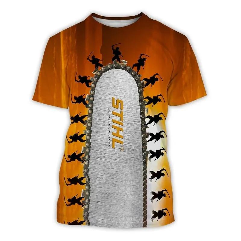 Camiseta con estampado 3d de lenador de motosierra para hombre, ropa de secado rlapido para deportes alaire libre, c